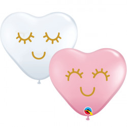 Eyelashes 11" Heart Pink & White Assortment (50ct) Lde