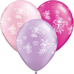 Fairies & Butterflies 11" Pearl Magenta, Lavender & Pink (25ct) Yhh