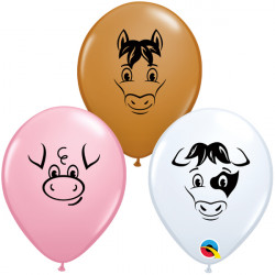 Farm Animal Faces Assortment 5" Pink, White & Mocha (100ct) Qn