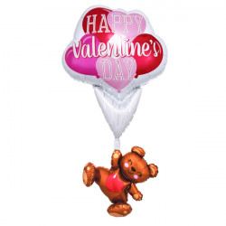 Floating Bear Valentines Multi Balloon P70 Pkt (29" X 56")