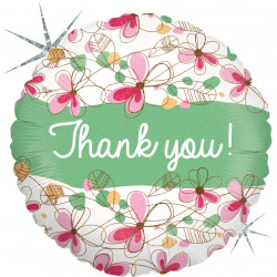 Floral Thank You Holographic 9" Flat