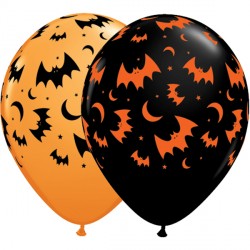 Flying Bats & Moons 11" Orange & Onyx Black (25ct) Ygx