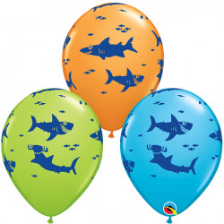 Fun Sharks! 11" Robin's Egg, Orange & Lime (25ct) Ygx
