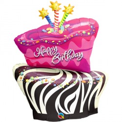 Funky Zebra Stripe Cake Birthday 41" Shape Group D Pkt Ymf