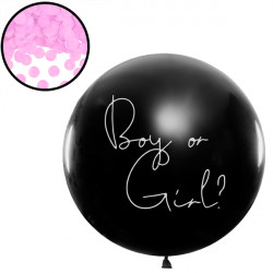 Gender Reveal Boy Or Girl 3' Black (1ct) With Pink Confetti
