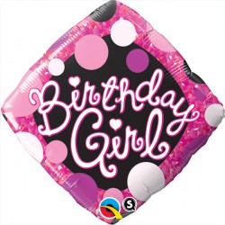 Girl Pink & Black Birthday 18" Pkt If