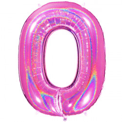 Glitter Holo Fuchsia Number 0 Shape 40" Pkt
