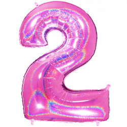 Glitter Holo Fuchsia Number 2 Shape 40" Pkt
