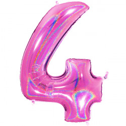 Glitter Holo Fuchsia Number 4 Shape 40" Pkt
