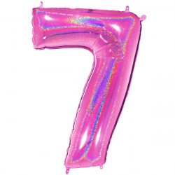 Glitter Holo Fuchsia Number 7 Shape 40" Pkt