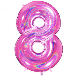 Glitter Holo Fuchsia Number 8 Shape 40" Pkt