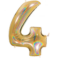 Glitter Holo Gold Number 4 Shape 40" Pkt