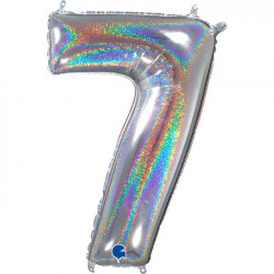 Glitter Holo Silver Number 7 Shape 26" Pkt