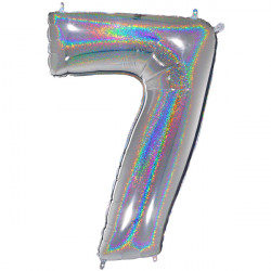 Glitter Holo Silver Number 7 Shape 40" Pkt