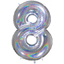 Glitter Holo Silver Number 8 Shape 40" Pkt