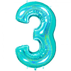 Glitter Holo Tiffany Number 3 Shape 40" Pkt