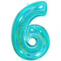 Glitter Holo Tiffany Number 6 Shape 40" Pkt