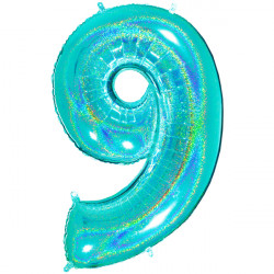 Glitter Holo Tiffany Number 9 Shape 40" Pkt
