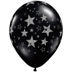 Glitter Stars & Stars-a-rnd 11" Onyx Black (25ct) Vh
