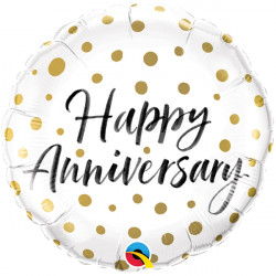 Gold Dots Happy Anniversary 18" Pkt If