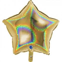 Gold Glitter Holographic Star 18" Pkt