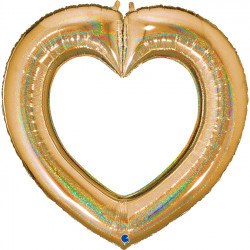 Gold Glitter Linky Heart 41" Grabo Pkt