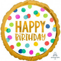 Gold Happy Dots Happy Birthday Standard S40 Pkt