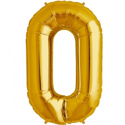 Gold Number 0 Shape 16" Pkt
