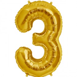 Gold Number 3 Shape 16" Pkt