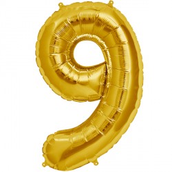 Gold Number 9 Shape 16" Pkt