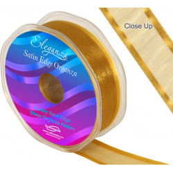 Gold Satin Edge Organza Ribbon 25mm X 25m
