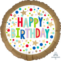 Gold Satin Happy Birthday Standard S40 Pkt