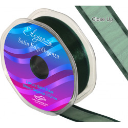 Green Satin Edge Organza Ribbon 25mm X 25m