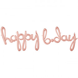 Happy Bday Rose Gold Script Phrase Shape G50 Pkt ('happy' 39" X 27" / 'b.day' 39" X 27")