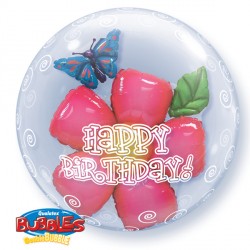 Happy Birthday Leaves Flower 24" Double Bubble Yuy