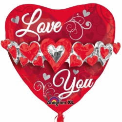 Heart Love You Multi Balloon Shape P45 Pkt