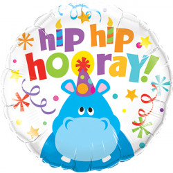 Hip Hip Hooray Hippo Birthday 18" Pkt If
