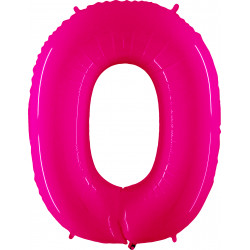 Hot Pink Shiny Number 0 Shape 40" Pkt