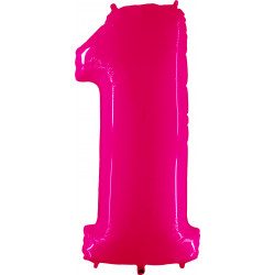 Hot Pink Shiny Number 1 Shape 40" Pkt