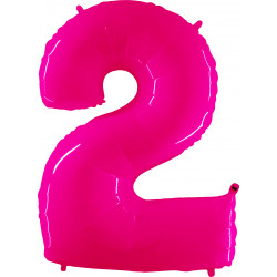 Hot Pink Shiny Number 2 Shape 40" Pkt