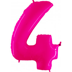 Hot Pink Shiny Number 4 Shape 40" Pkt