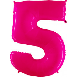 Hot Pink Shiny Number 5 Shape 40" Pkt