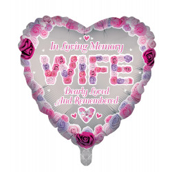 In Loving Memory Wife Remembrance 18" Heart Pkt