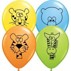 Jungle Animal Assortment 11" Yellow, Orange, Pale Blue & Lime Green (25ct) Lac
