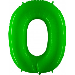 Lime Green Shiny Number 0 Shape 40" Pkt
