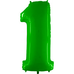 Lime Green Shiny Number 1 Shape 40" Pkt