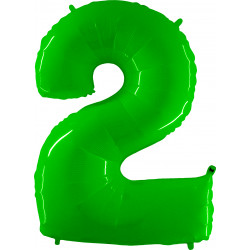Lime Green Shiny Number 2 Shape 40" Pkt