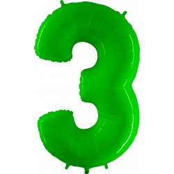 Lime Green Shiny Number 3 Shape 40" Pkt
