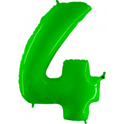 Lime Green Shiny Number 4 Shape 40" Pkt