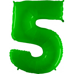 Lime Green Shiny Number 5 Shape 40" Pkt